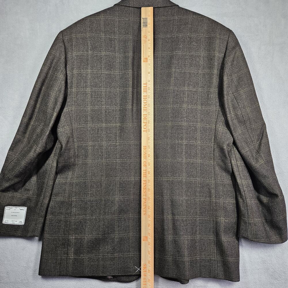 Jos A Bank Blazer Mens 46R Wool Brown Fleece Rich Sportcoat Jacket Windowpane - Picture 14 of 16